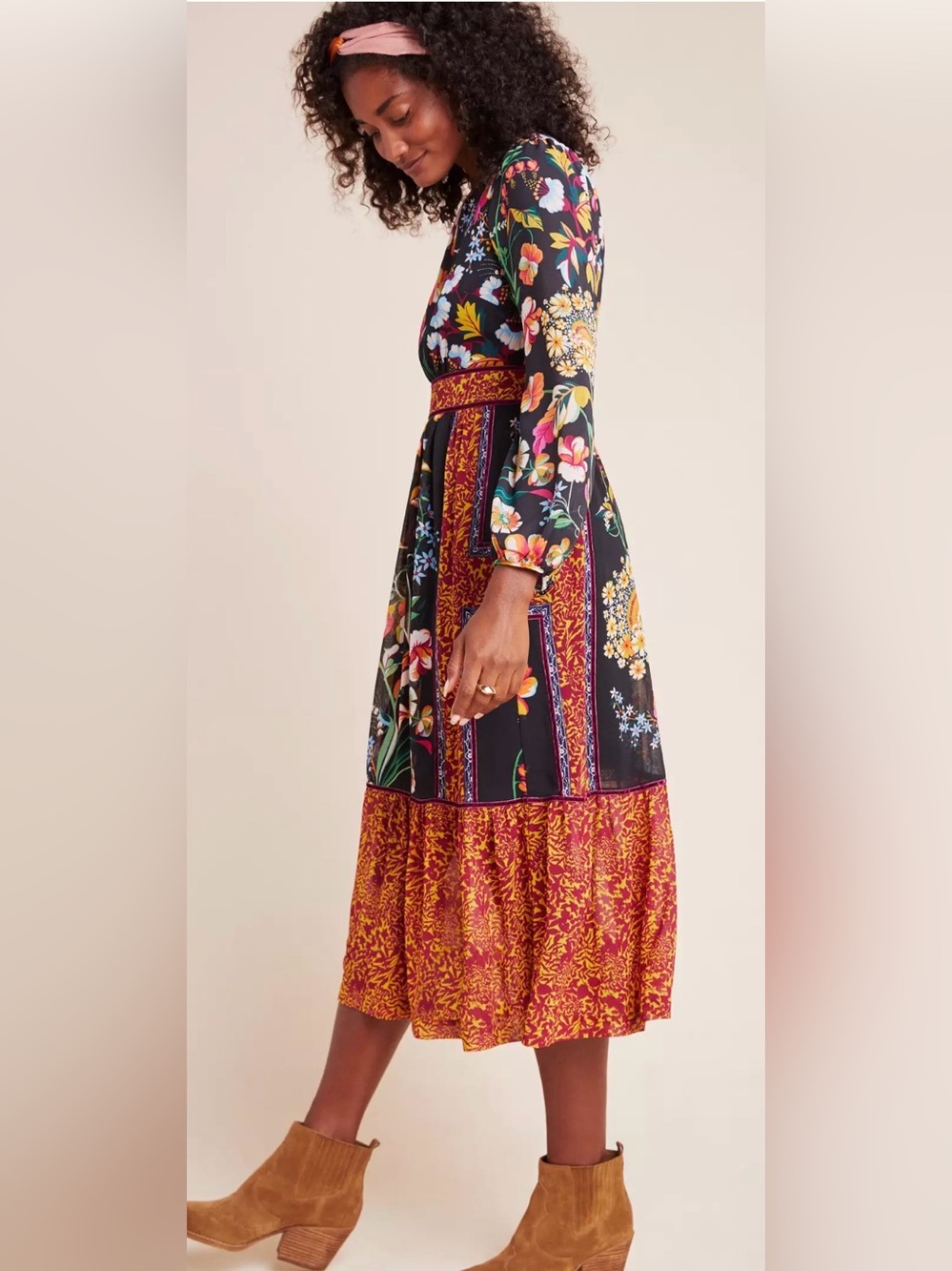 Anthropologie Adair Velvet Trimmed Midi Dress - Picture 5 of 11